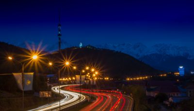 Алматинская кольцевая автодорога, гора Кок-Тобе и городская телебашня